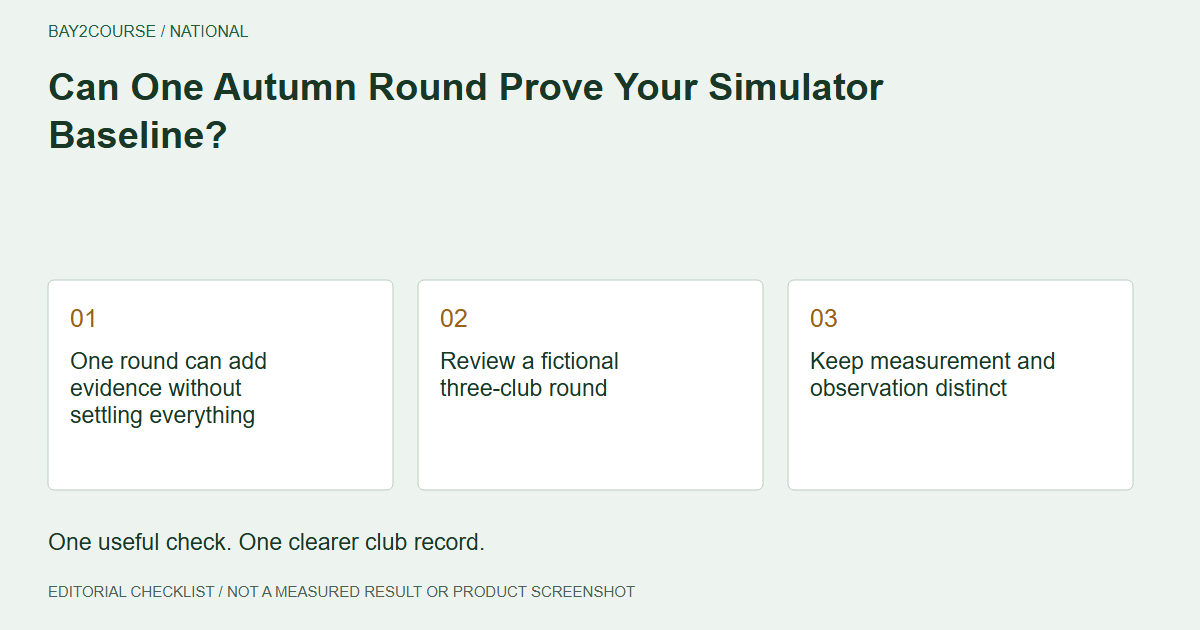 Can One Autumn Round Prove Your Simulator Baseline?: One round can add evidence without settling everything; Review a fictional three-club round; Keep measurement and observation distinct. Editorial recording checklist.