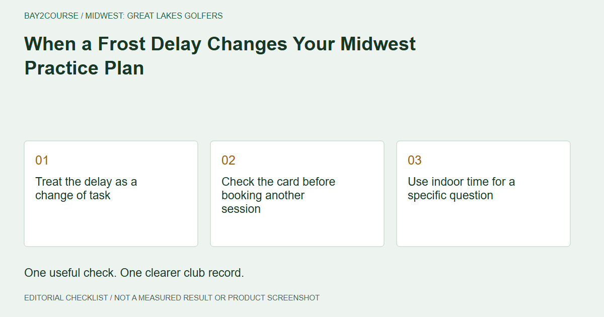 When a Frost Delay Changes Your Midwest Practice Plan: Treat the delay as a change of task; Check the card before booking another session; Use indoor time for a specific question. Editorial recording checklist.